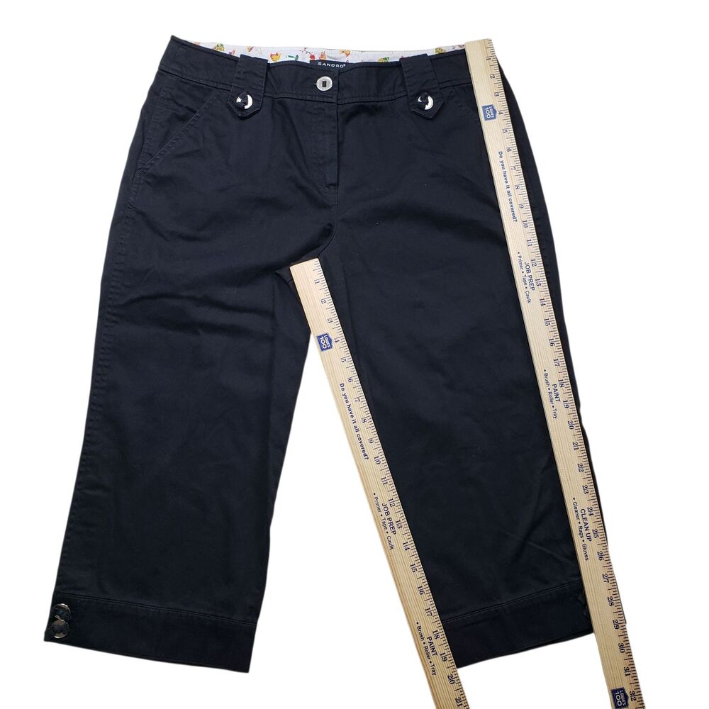 Sandro Sportwear Capri Pants Womens 12 Black Cropped - Picture 6 of 8